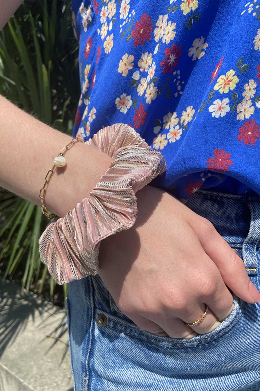 Chouchou Plissé Or Rose