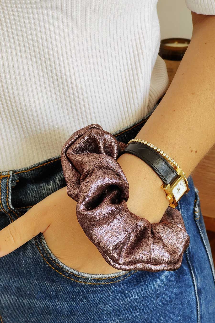 Chouchou Irisé Rose