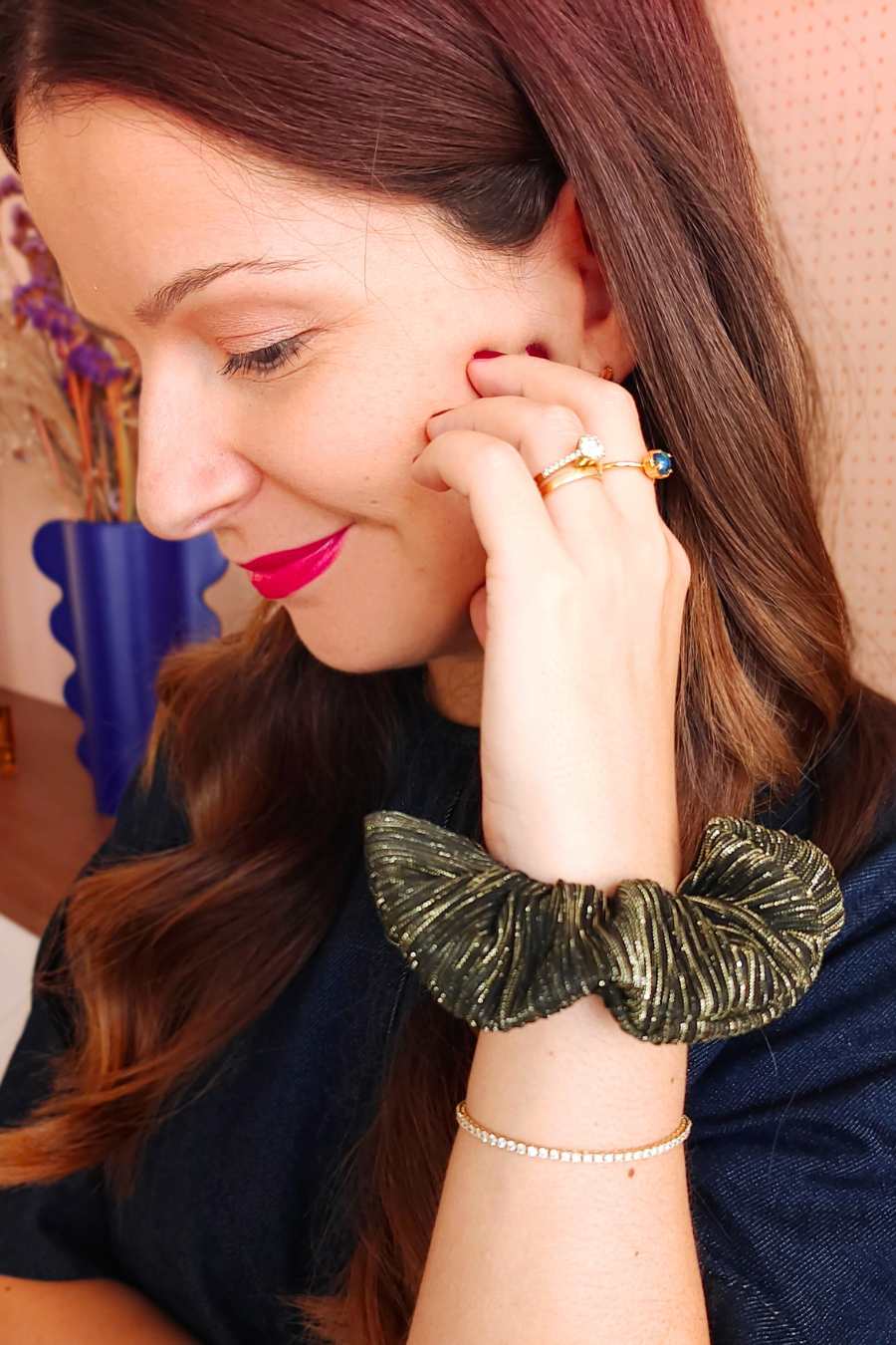 Chouchou Plissé Noir Bronze