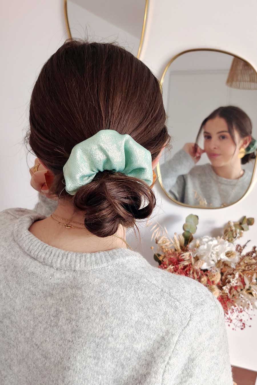 Chouchou Irisé Vert d'eau