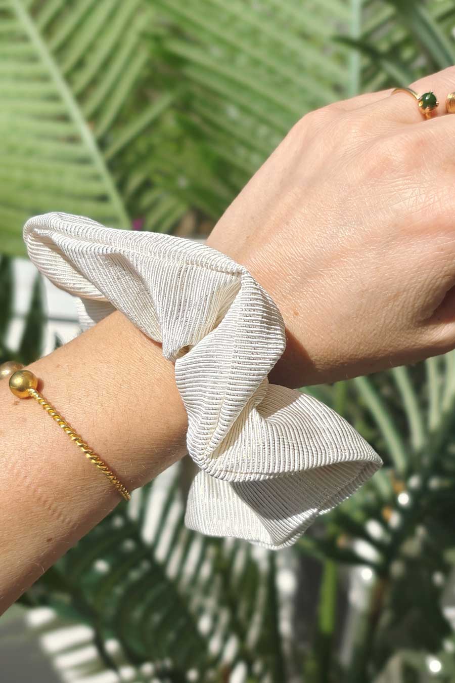 Chouchou Rayé Blanc Or