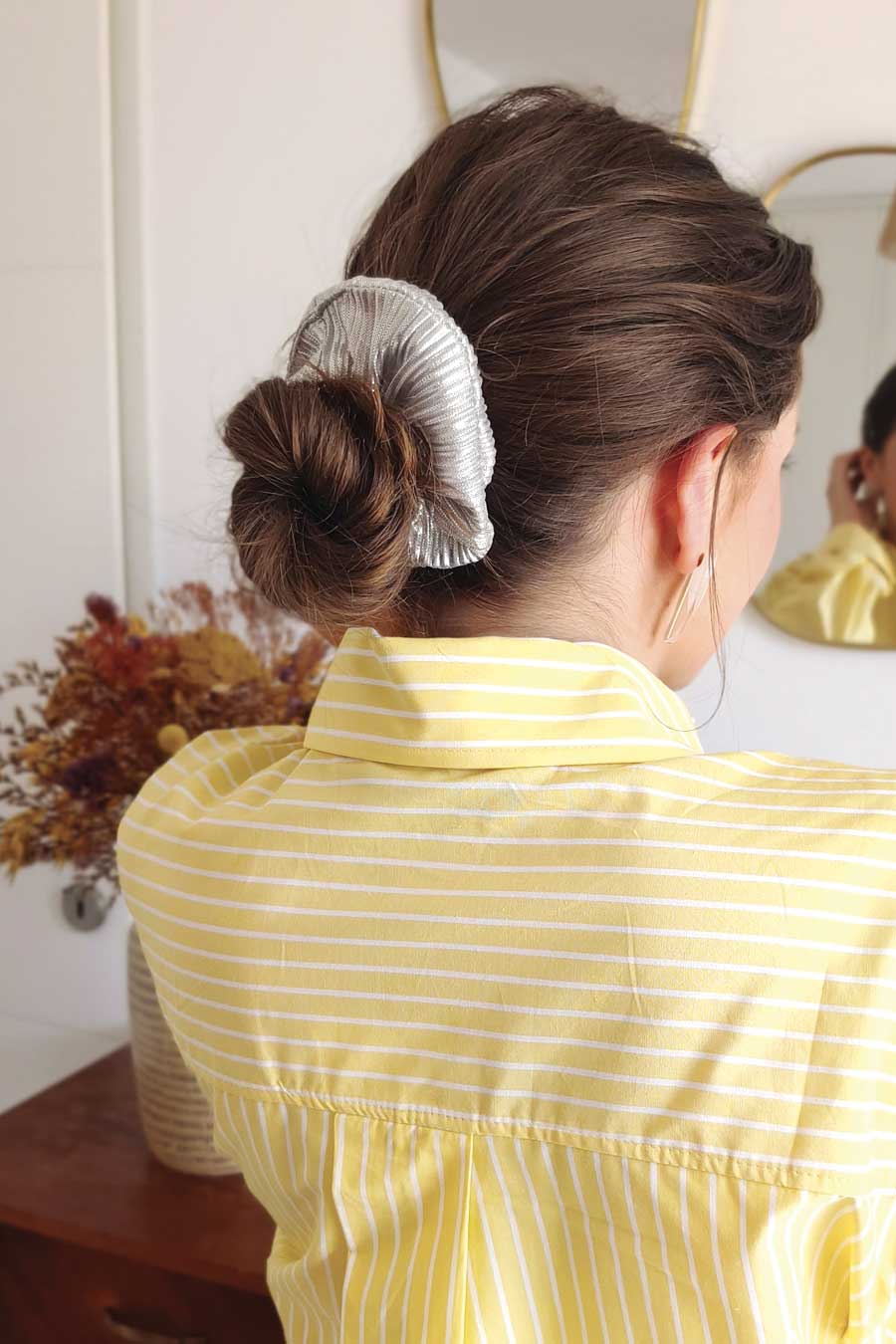 Chouchou Plissé Argent clair