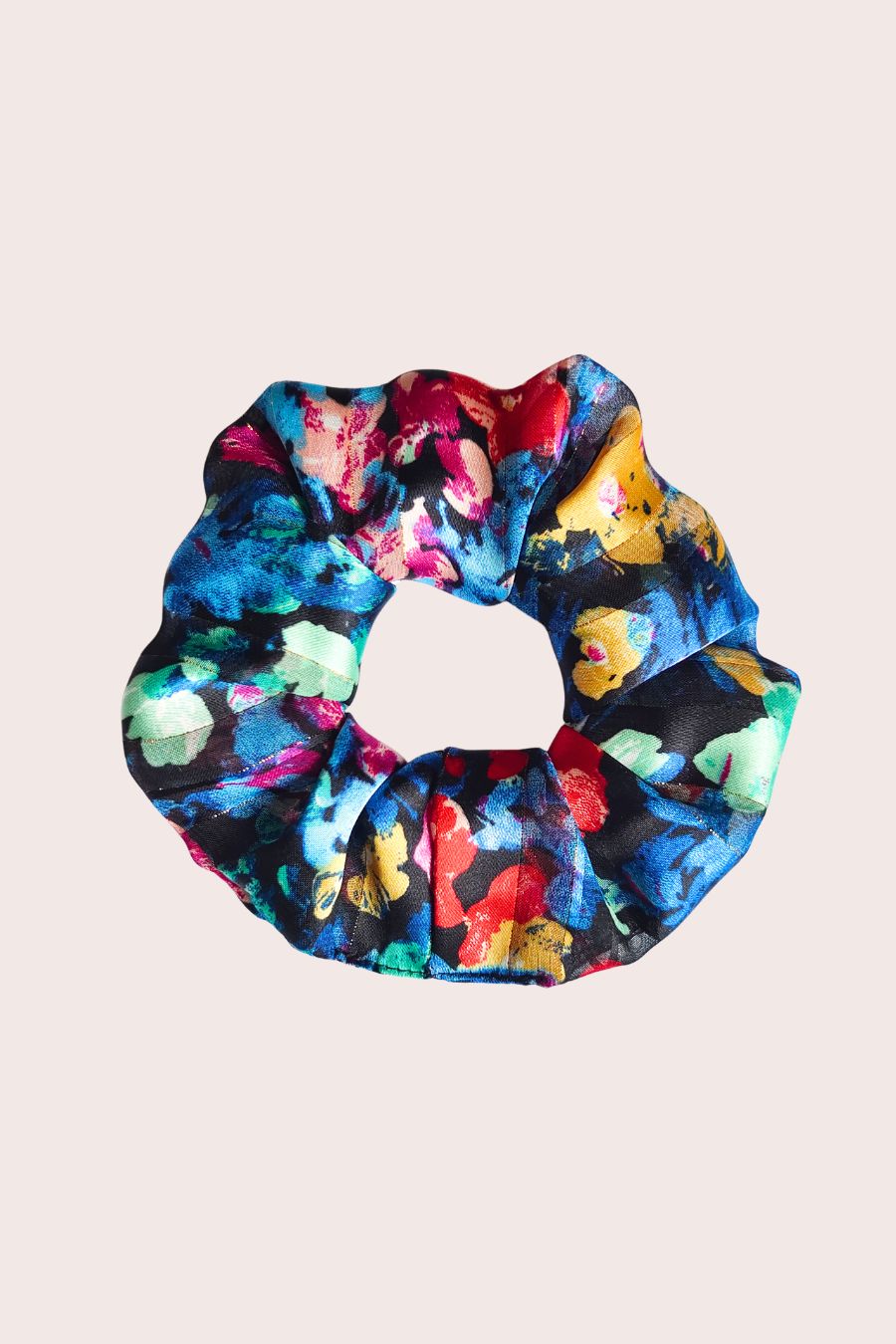 Chouchou Dahlia seul, fleurs multicolores sur fond noir