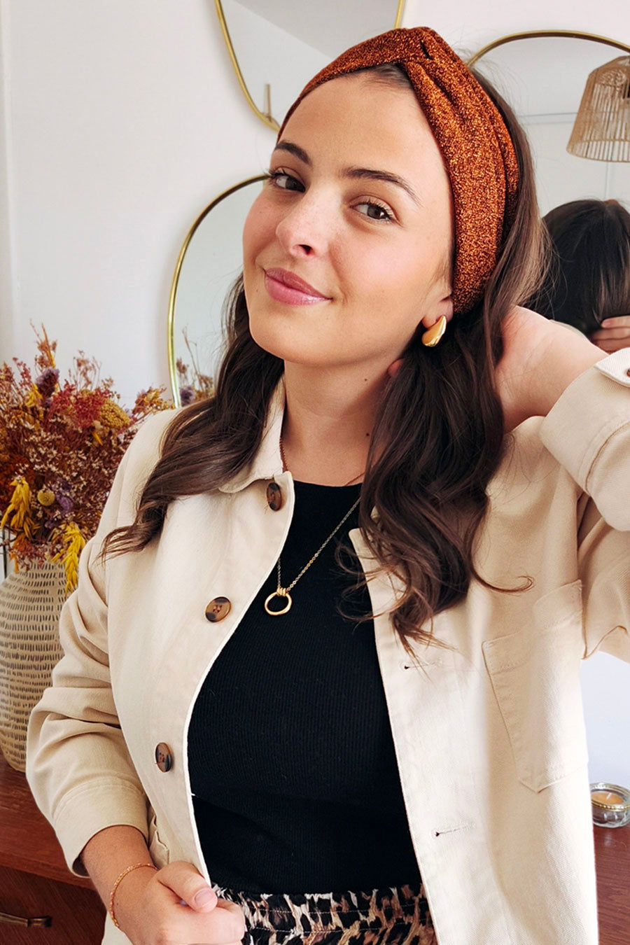 Headband Pailleté Caramel