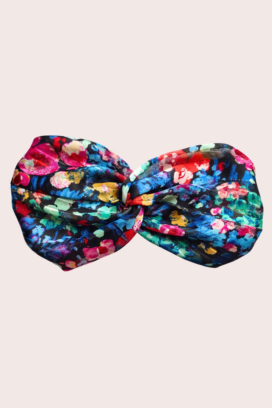 Headband Dahlia seul, imprimé floral rose, bleu et jaune