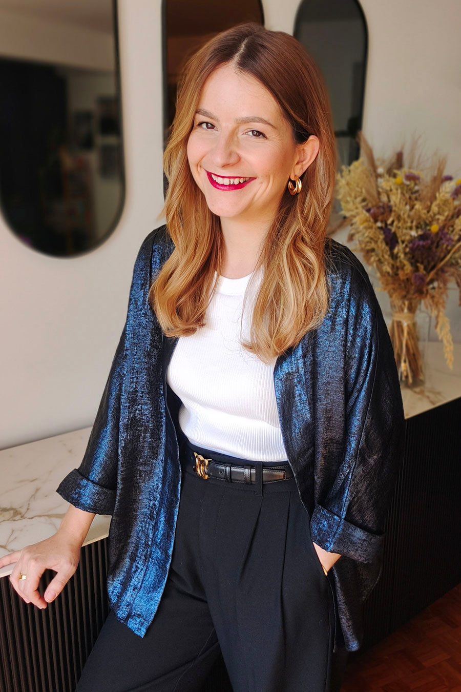 Kimono Irisé Bleu Marine