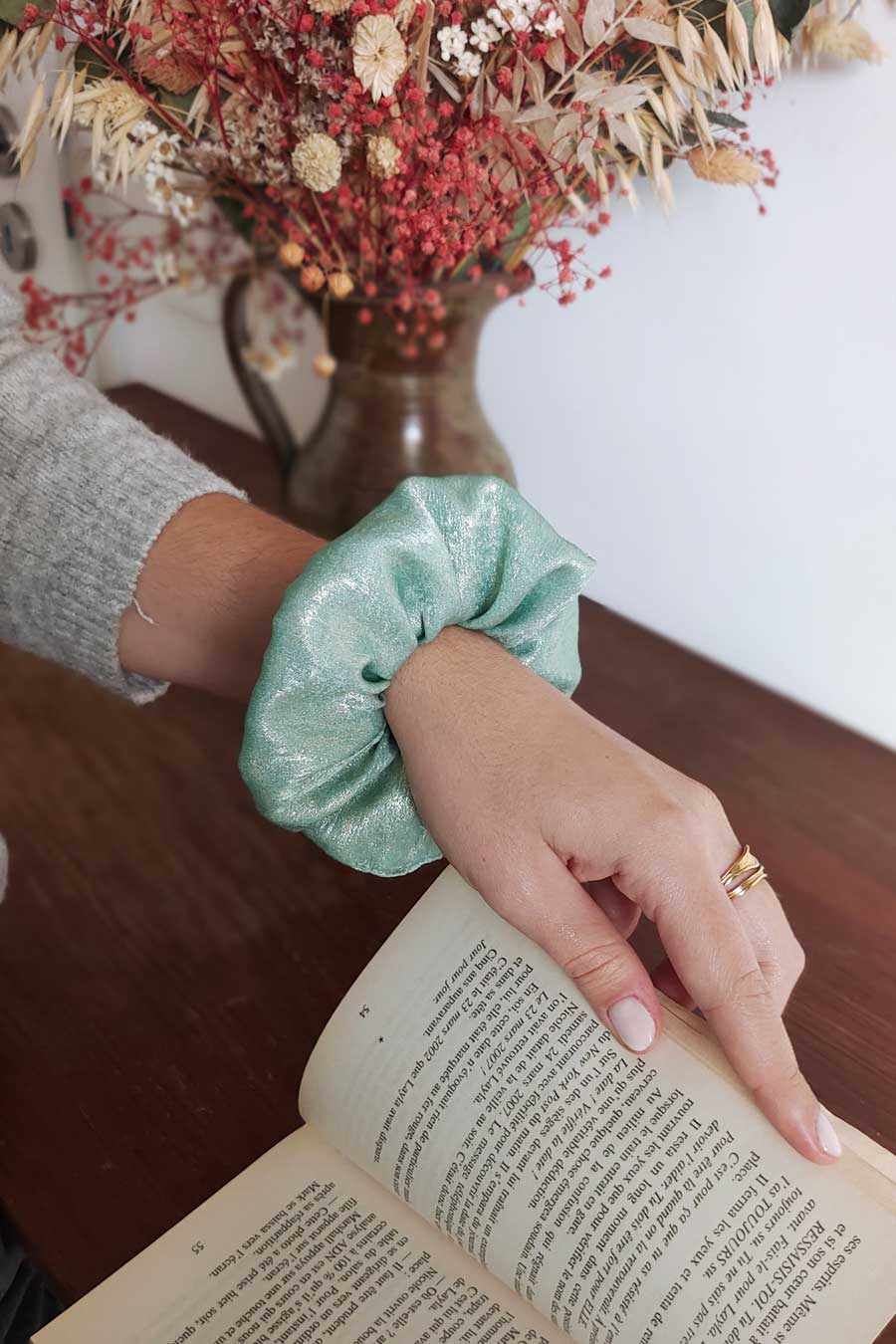 Chouchou Irisé Vert d'eau