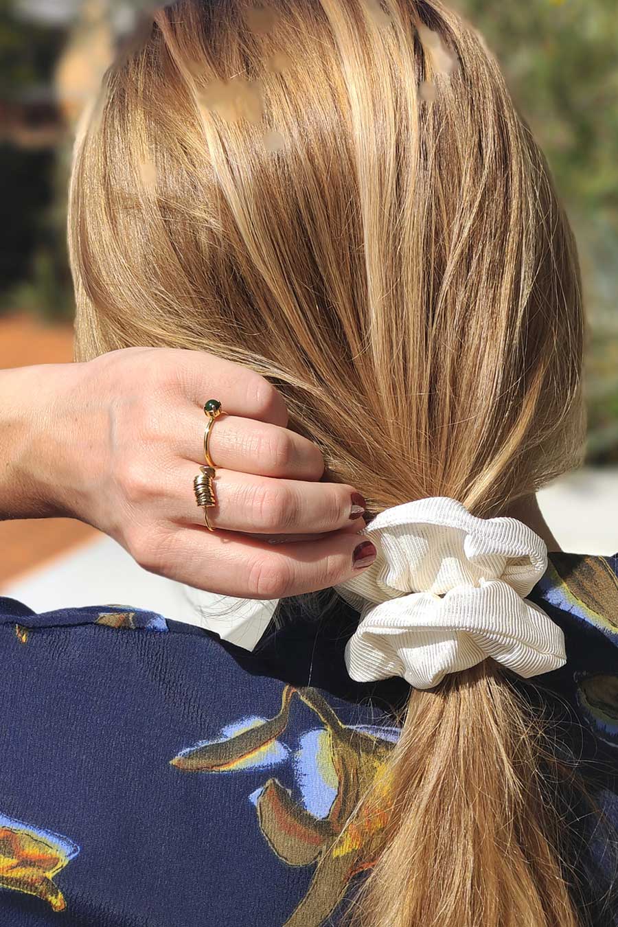 Chouchou Rayé Blanc Or