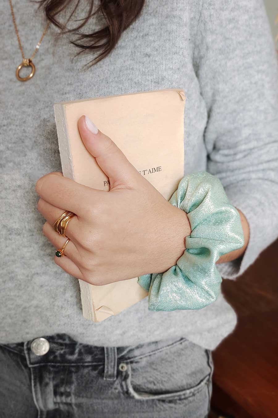 Chouchou Irisé Vert d'eau