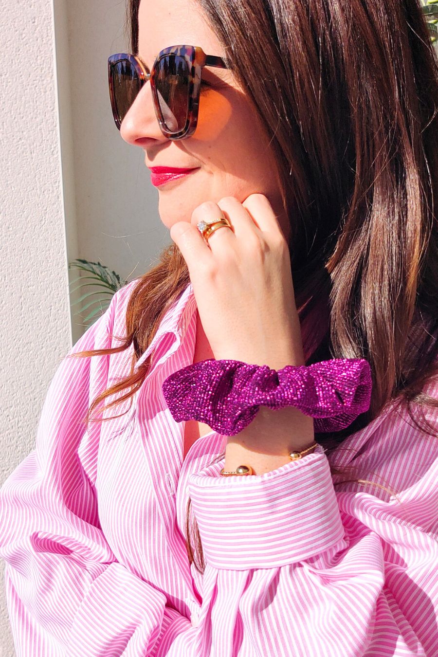 Chouchou Pailleté Fuchsia