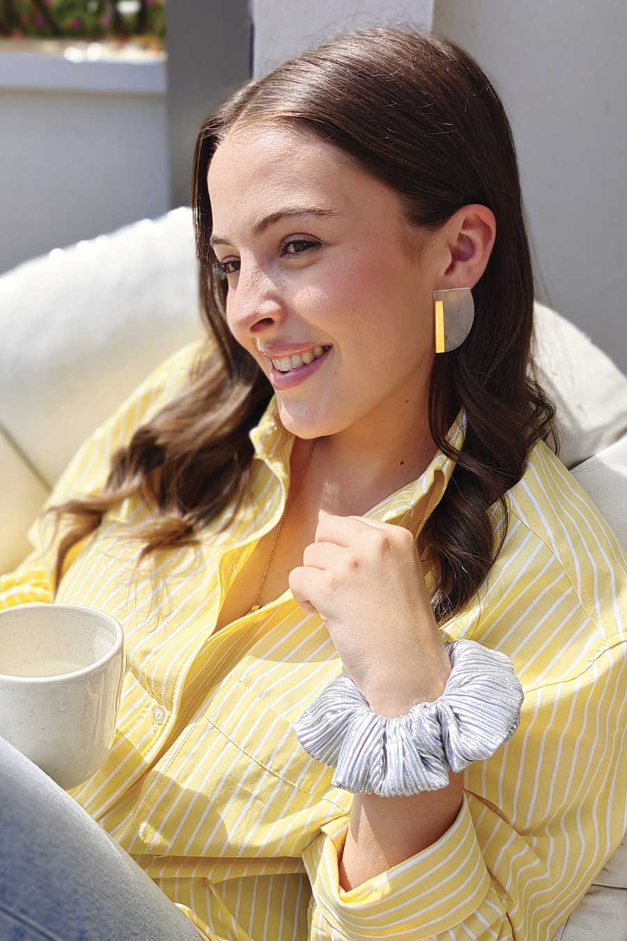 Chouchou Plissé Argent clair