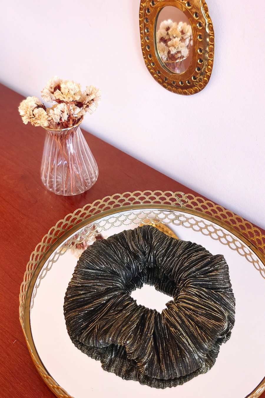 Chouchou Plissé Noir Bronze