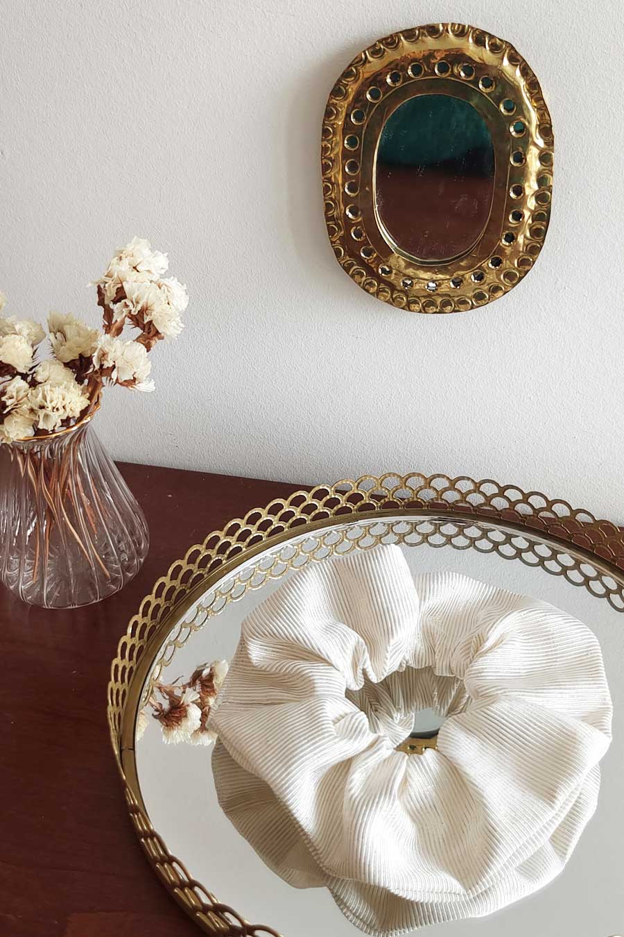 Chouchou Rayé Blanc Or