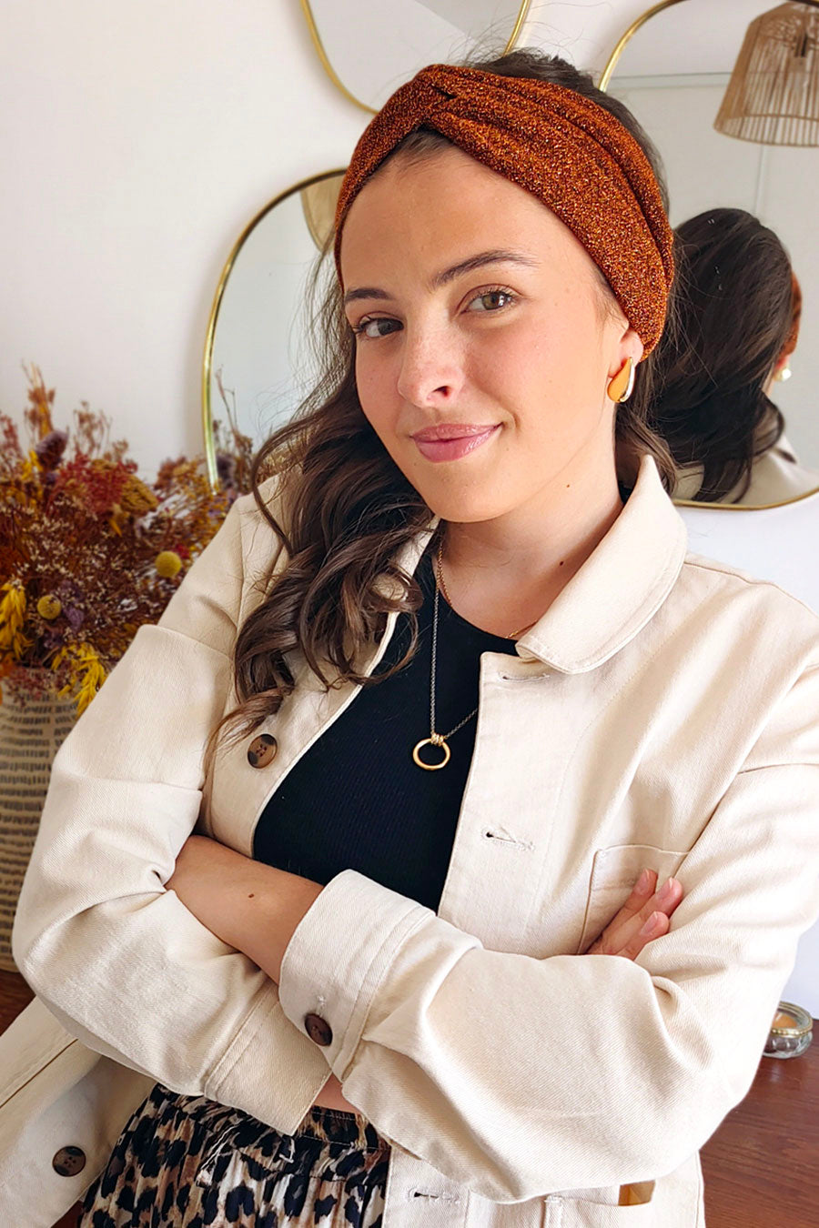 Headband Pailleté Caramel