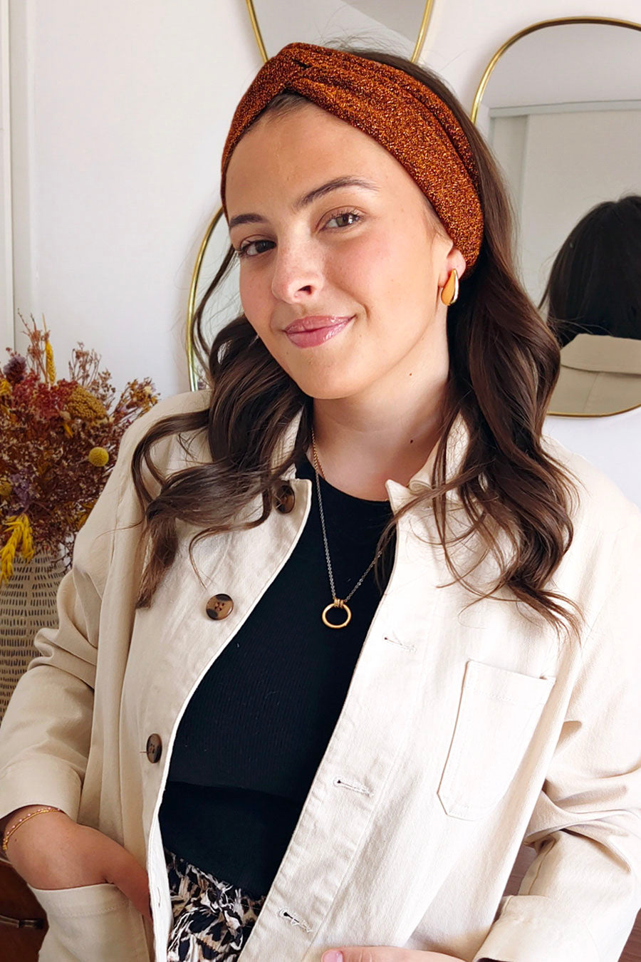 Headband Pailleté Caramel