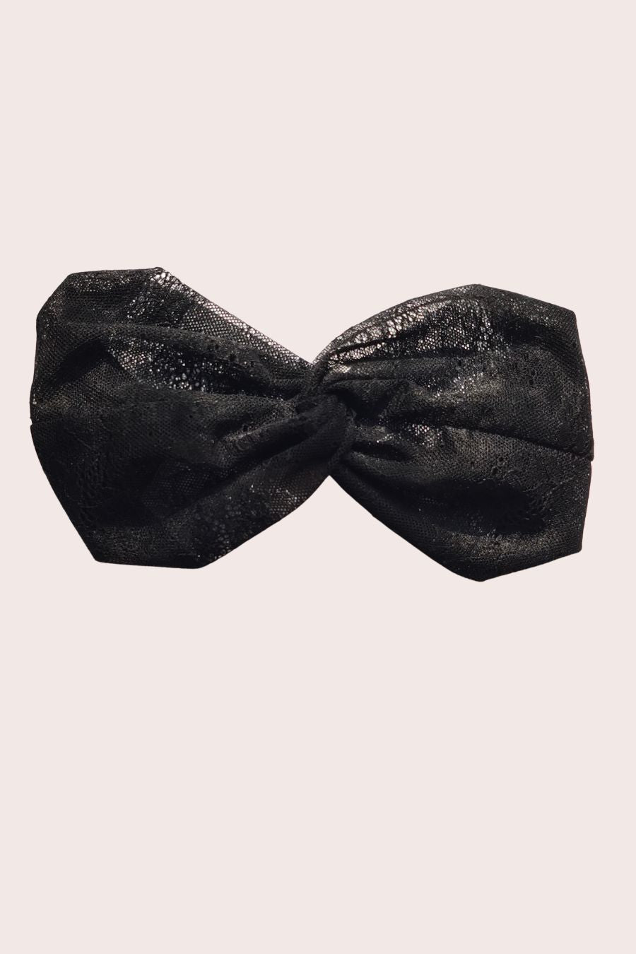 Headband dentelle noire en dentelle noire présenté seul